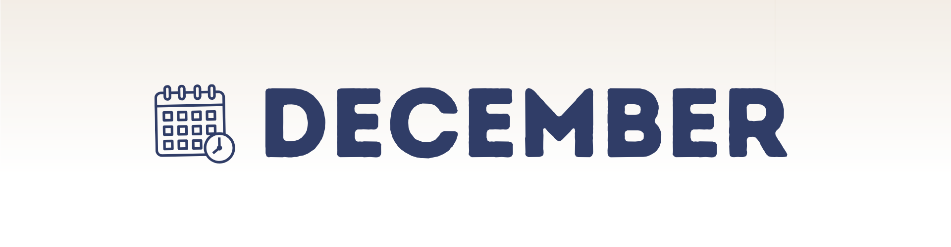 The word "December" in bold blue letters appears next to a blue calendar icon with a clock, evoking anticipation for upcoming social dancing events, all set against a light gradient background.