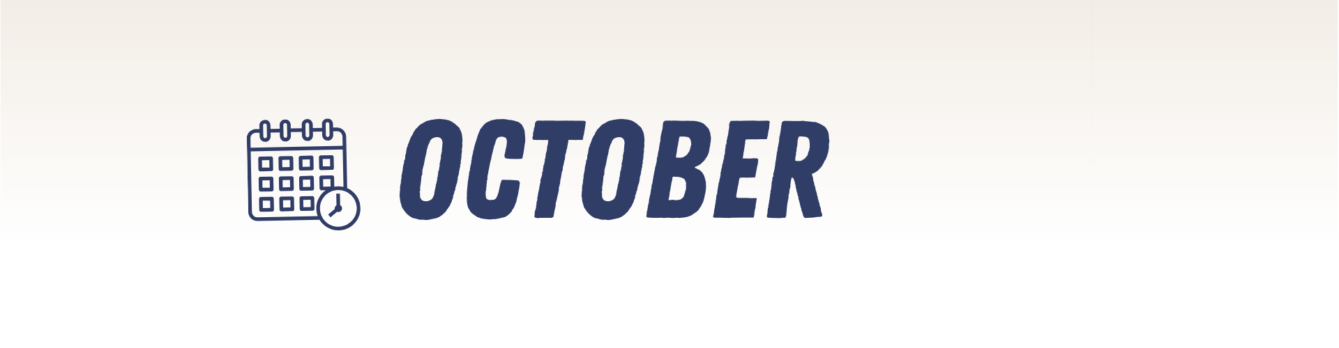 A calendar icon with a clock and the words "OCTOBER" in bold blue letters on a light gradient background&mdash;perfect for highlighting live music events.