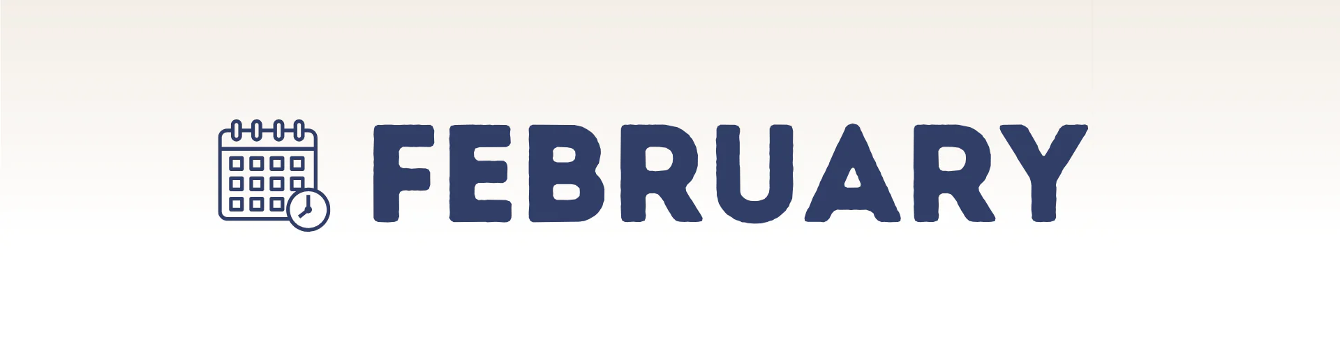 A blue icon of a calendar next to the word "FEBRUARY" in bold, blue uppercase letters on a white background, perfect for highlighting upcoming social dancing events.