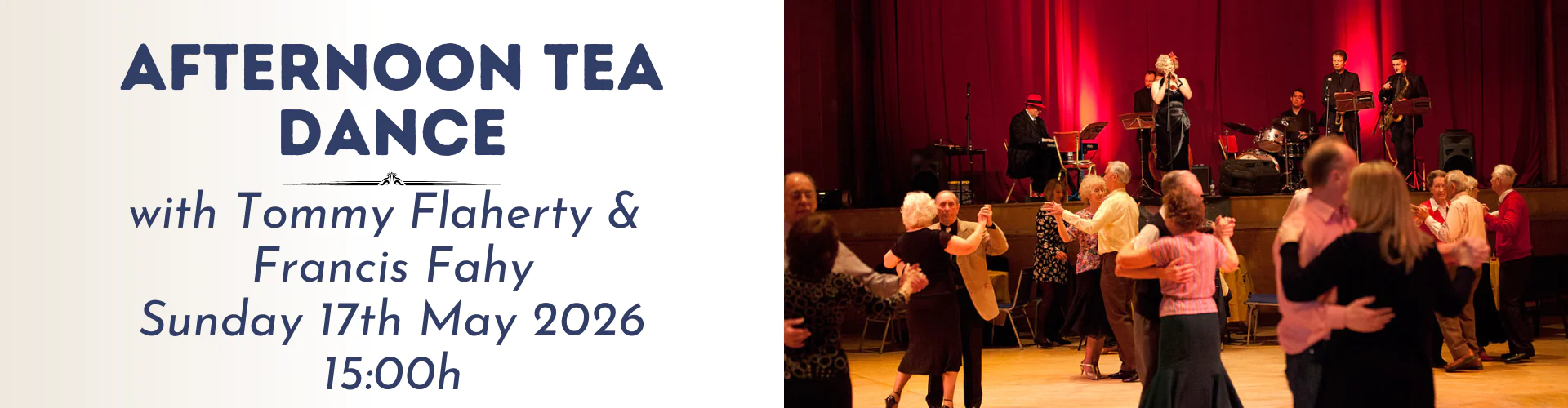 Guests enjoy an elegant tea dance, with live music under warm lighting, perfect for a memorable afternoon at the hotel.