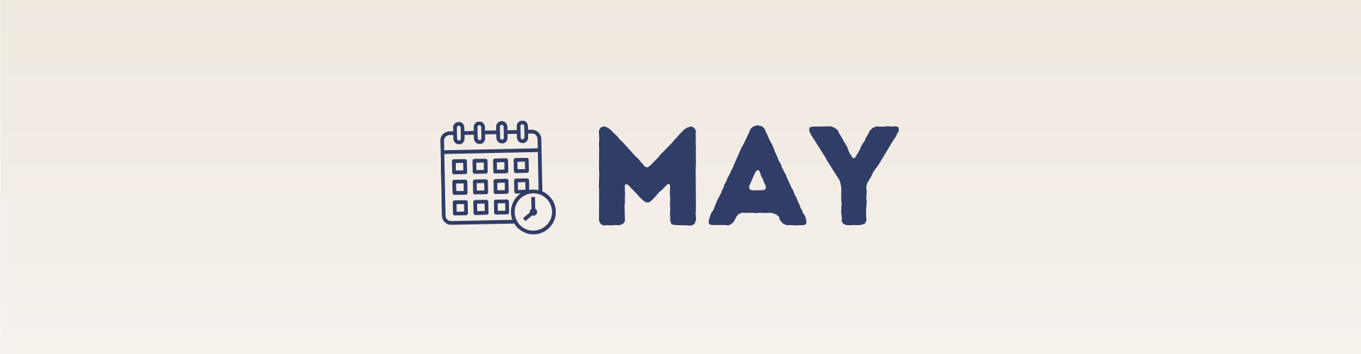 Calendar icon with clock and "May", symbolising hotel bookings and events this month.